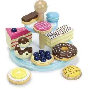 10 Piece Wooden Pastries with Tiered Stand Set