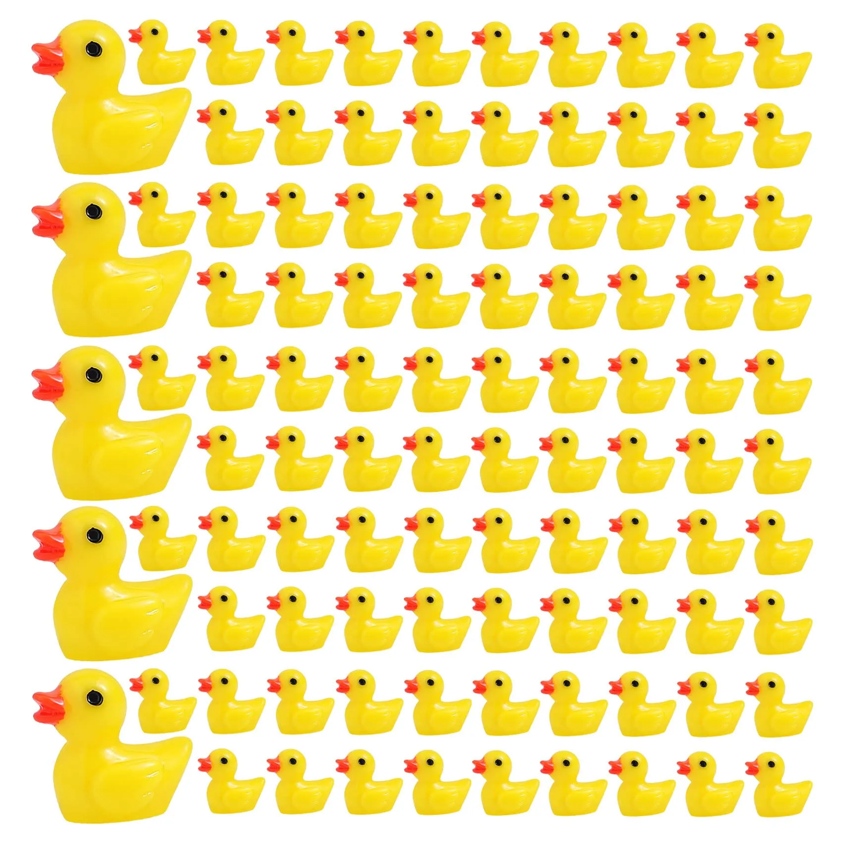 100 Pcs Yellow Tiny Ducks, Mini Resin Ducks Miniature Duck Figures Ornament for Craft, Dollhouse, Slime, Home Decorations Birthday Party Favors Gift