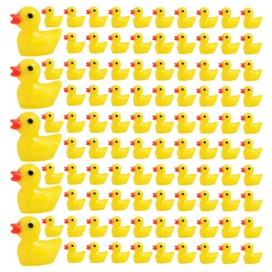 100 Pcs Yellow Tiny Ducks, Mini Resin Ducks Miniature Duck Figures Ornament for Craft, Dollhouse, Slime, Home Decorations Birthday Party Favors Gift