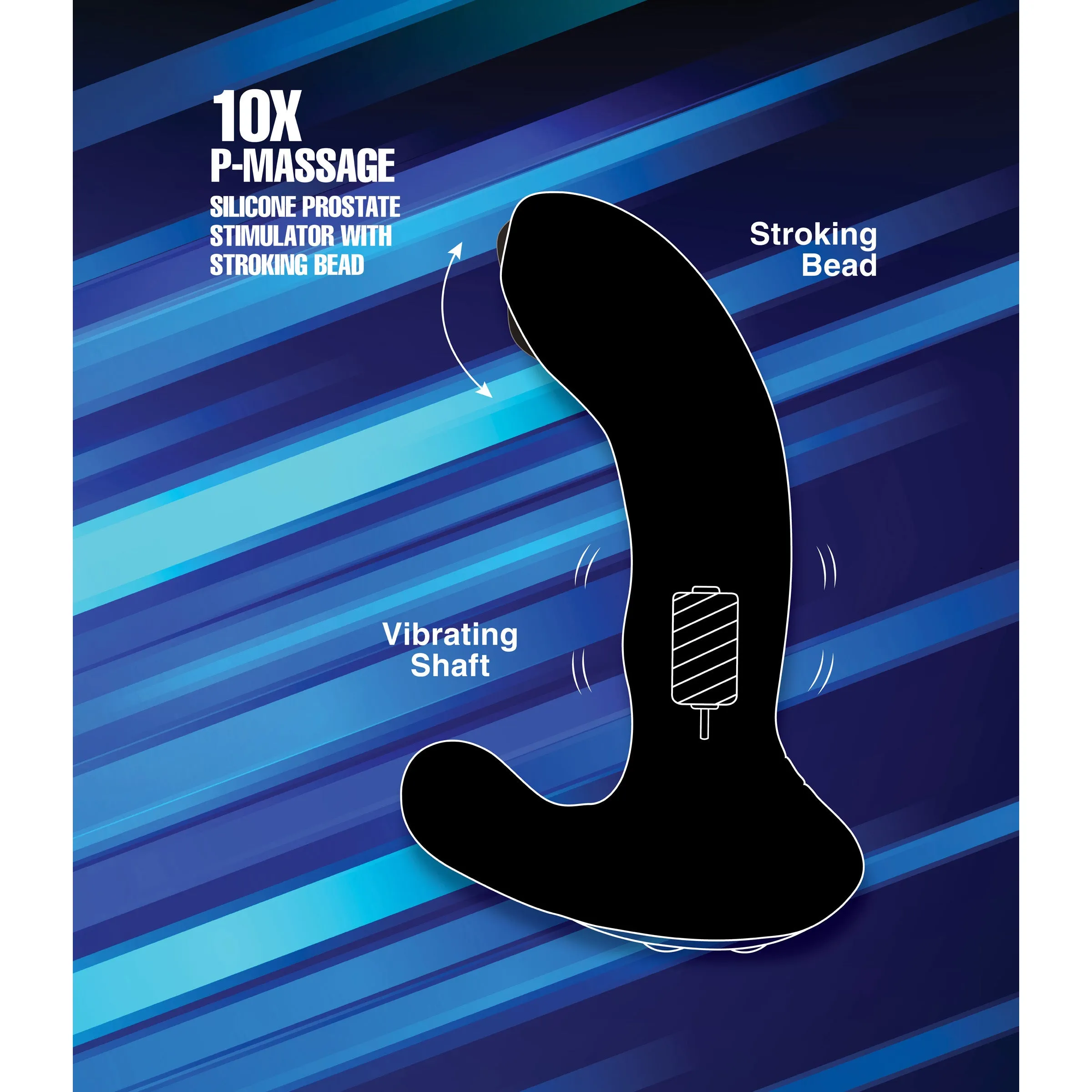 10X P-MASSAGE Silicone Prostate Stimulator with Stroking Bead