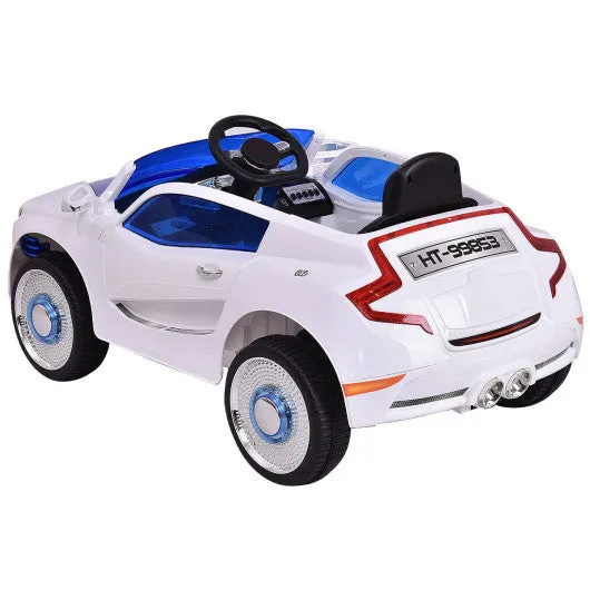 12 V Kids Remote Control Opening Doors Riding Car with LED Lights-White