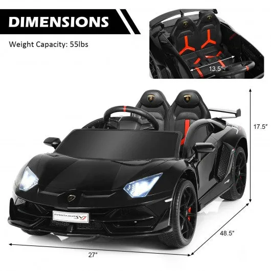 12 V Licensed Lamborghini SVJ RC Kids Ride On Car with Trunk and Music-Black