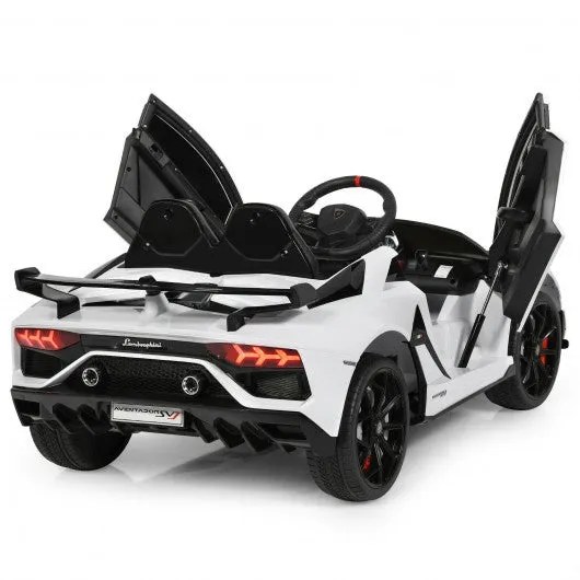 12 V Licensed Lamborghini SVJ RC Kids Ride On Car with Trunk and Music-White