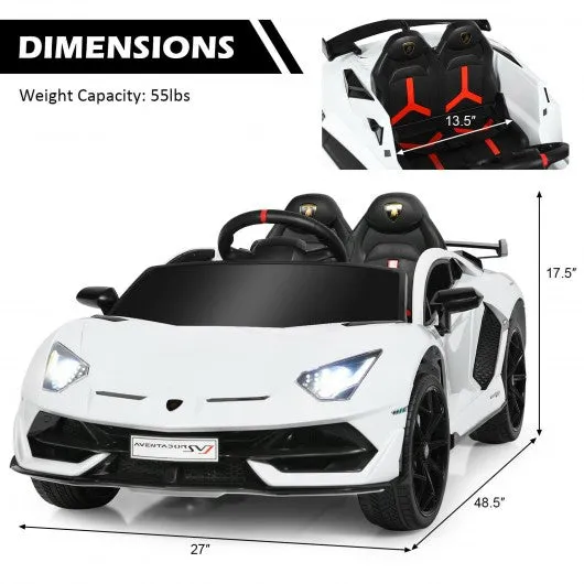 12 V Licensed Lamborghini SVJ RC Kids Ride On Car with Trunk and Music-White