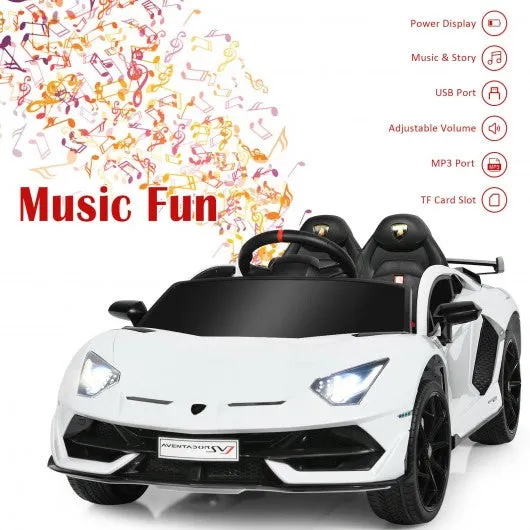 12 V Licensed Lamborghini SVJ RC Kids Ride On Car with Trunk and Music-White