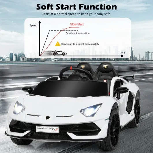 12 V Licensed Lamborghini SVJ RC Kids Ride On Car with Trunk and Music-White