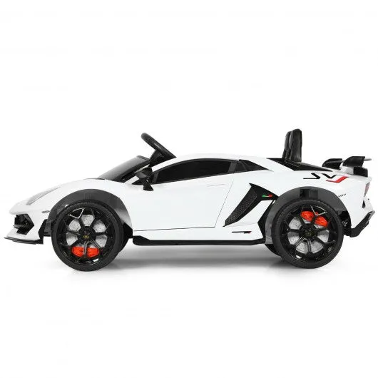 12 V Licensed Lamborghini SVJ RC Kids Ride On Car with Trunk and Music-White