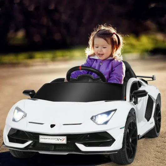 12 V Licensed Lamborghini SVJ RC Kids Ride On Car with Trunk and Music-White