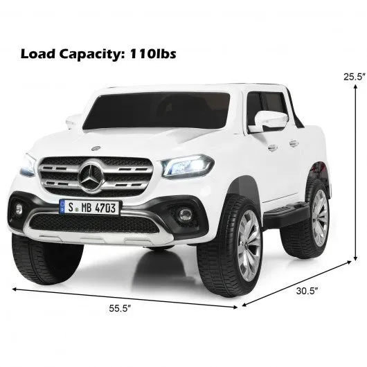 12V 2-Seater Kids Ride On Car Licensed Mercedes Benz X Class RC with Trunk-White