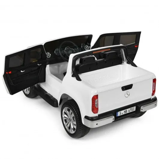 12V 2-Seater Kids Ride On Car Licensed Mercedes Benz X Class RC with Trunk-White