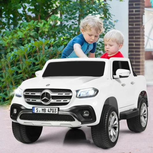 12V 2-Seater Kids Ride On Car Licensed Mercedes Benz X Class RC with Trunk-White