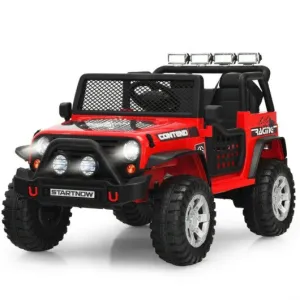 12V Kids Remote Control Electric  Ride On Truck Car with Lights and Music -Red