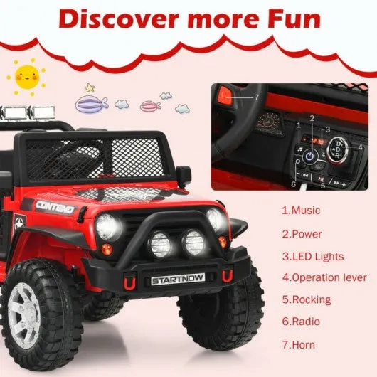 12V Kids Remote Control Electric  Ride On Truck Car with Lights and Music -Red