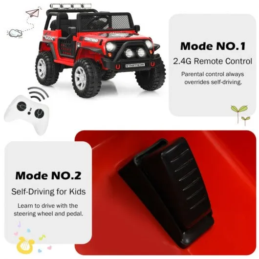 12V Kids Remote Control Electric  Ride On Truck Car with Lights and Music -Red