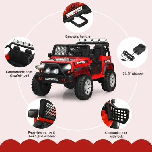 12V Kids Remote Control Electric  Ride On Truck Car with Lights and Music -Red