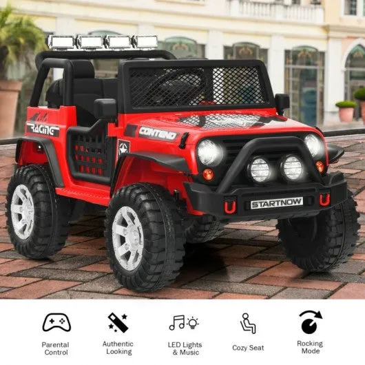 12V Kids Remote Control Electric  Ride On Truck Car with Lights and Music -Red