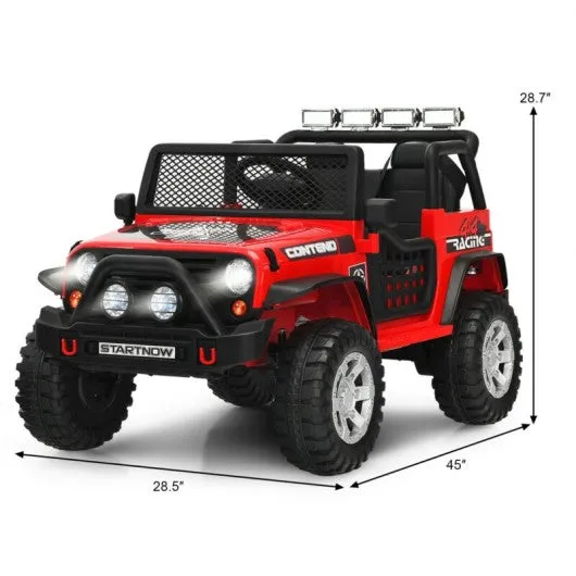 12V Kids Remote Control Electric  Ride On Truck Car with Lights and Music -Red