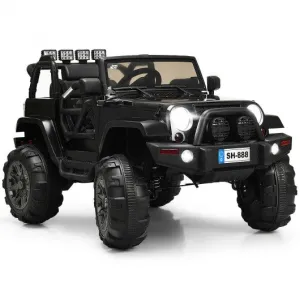 12V Kids Remote Control Riding Truck Car with LED Lights-Black