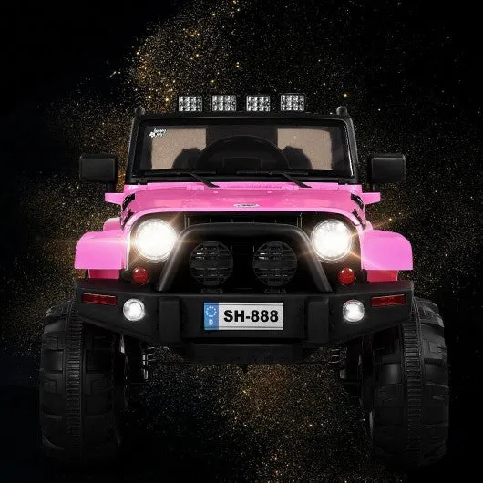 12V Kids Remote Control Riding Truck Car with LED Lights-Pink