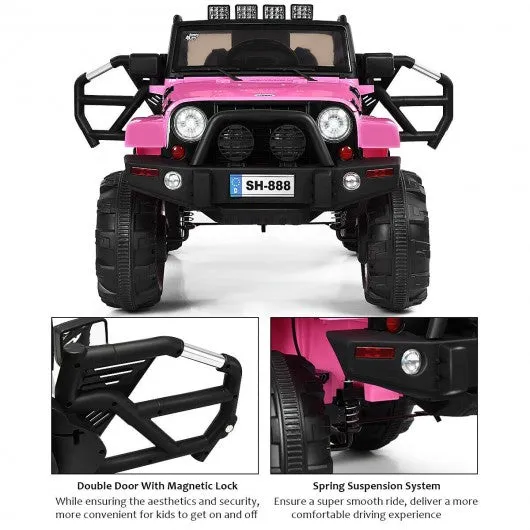 12V Kids Remote Control Riding Truck Car with LED Lights-Pink