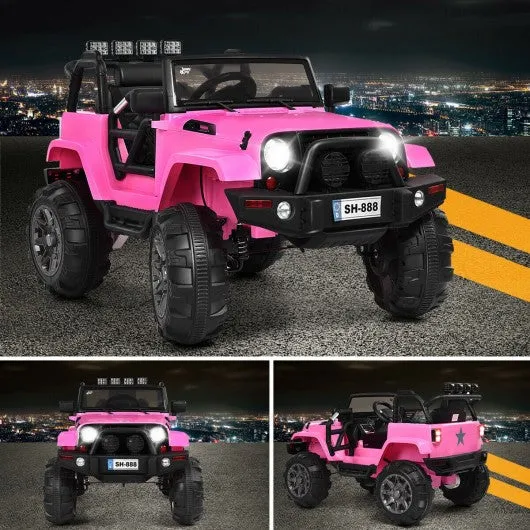 12V Kids Remote Control Riding Truck Car with LED Lights-Pink