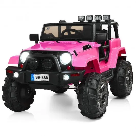 12V Kids Remote Control Riding Truck Car with LED Lights-Pink