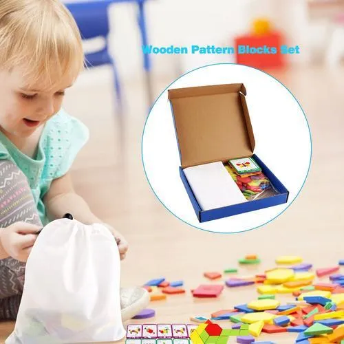 155 pcs 3d Wooden jigsaw puzzle Early childhood education Geometric Tangram wooden game toys for Children Learning