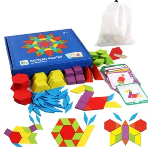 155pcs Jigsaw Puzzle For Kids Geometric Tangram Wooden Early Education Wooden Game Toys for Children Learning Toys