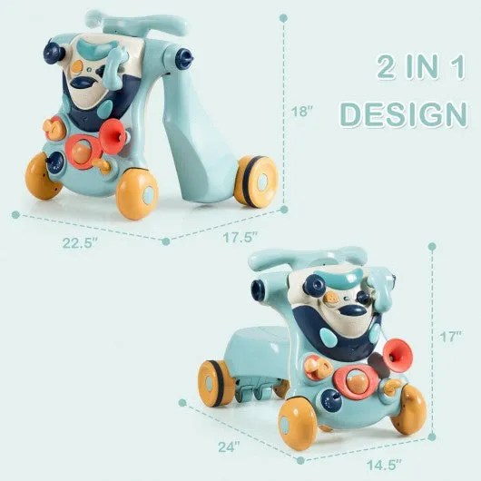 2-in-1 Baby Walker with Activity Center -Blue