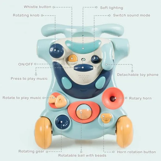 2-in-1 Baby Walker with Activity Center -Blue