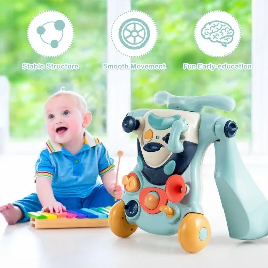 2-in-1 Baby Walker with Activity Center -Blue