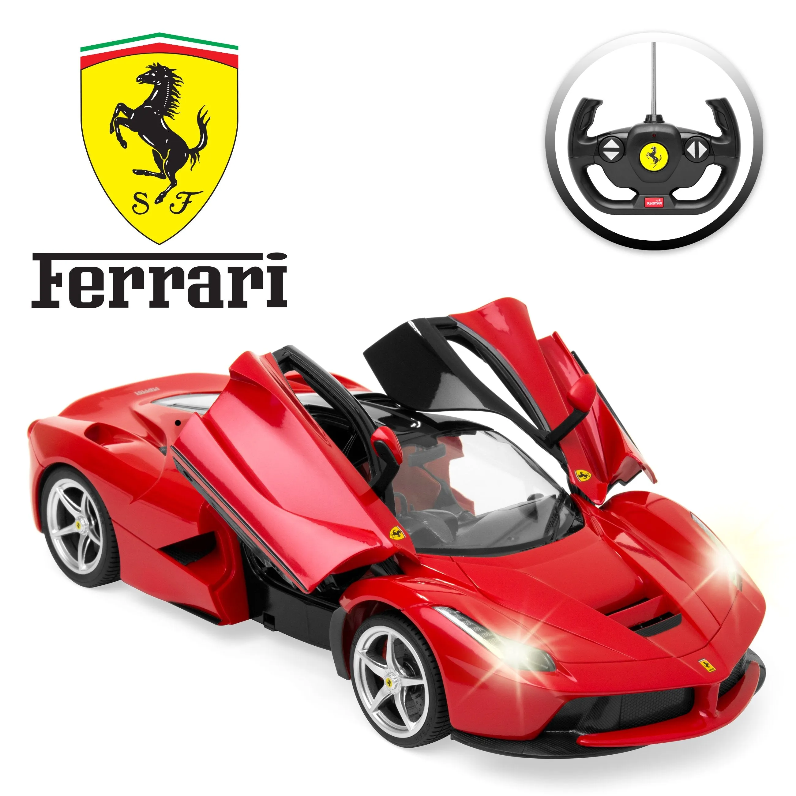 27 MHz 1/14 Scale Kids Ferrari Model RC Toy Car w/ 5.1 MPH Max Speed, Lights