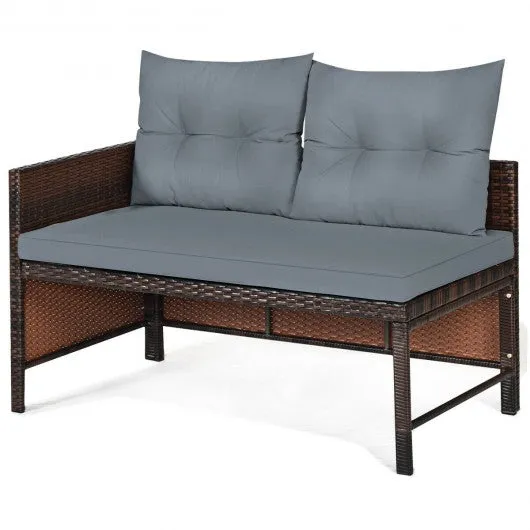 3 Piece Patio Wicker Rattan Sofa Set-Gray