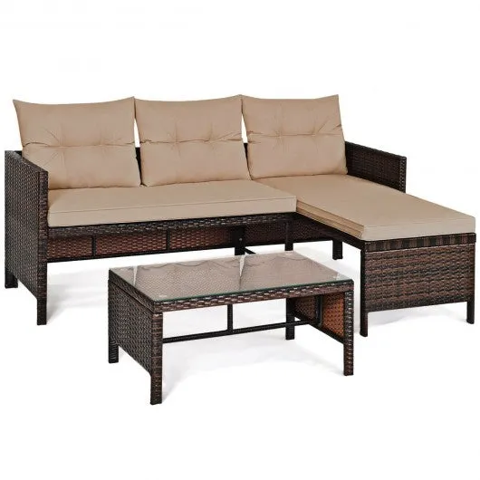 3 Piece Patio Wicker Rattan Sofa Set