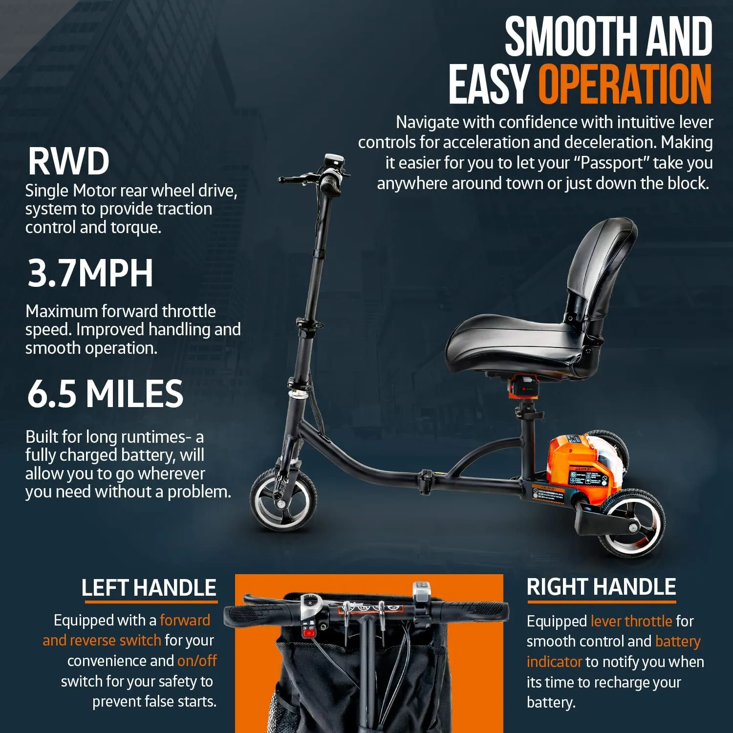 3 Wheel Electric Airline Friendly Folding Mobility Scooter