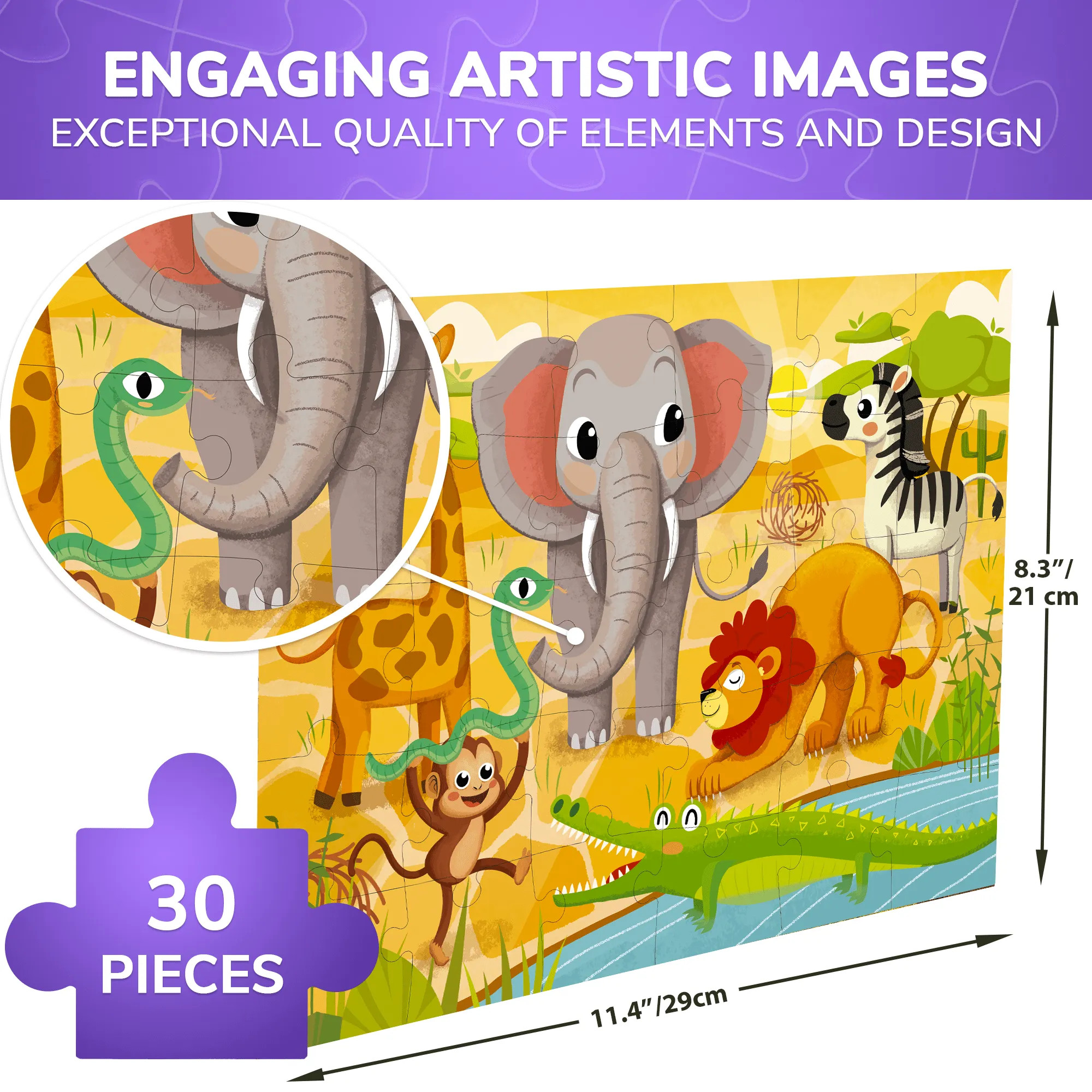 30 Pcs Jigsaw Puzzles for Kids | Africa Animals