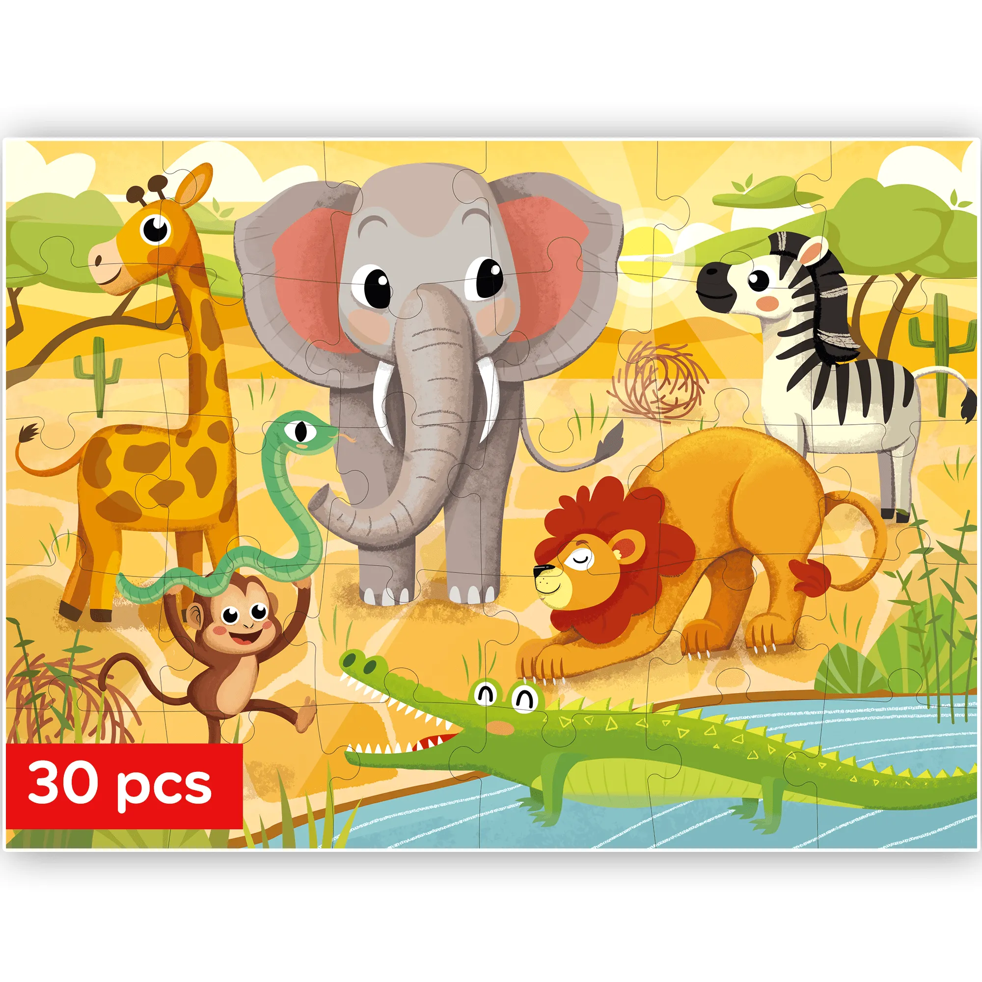 30 Pcs Jigsaw Puzzles for Kids | Africa Animals