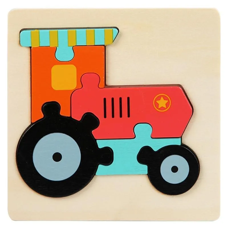 3D Puzzle Wooden Toys for Children Cartoon Animal Vehicle Wood Jigsaw Kids Baby Early Educational Learning Puzzles Wood Toys