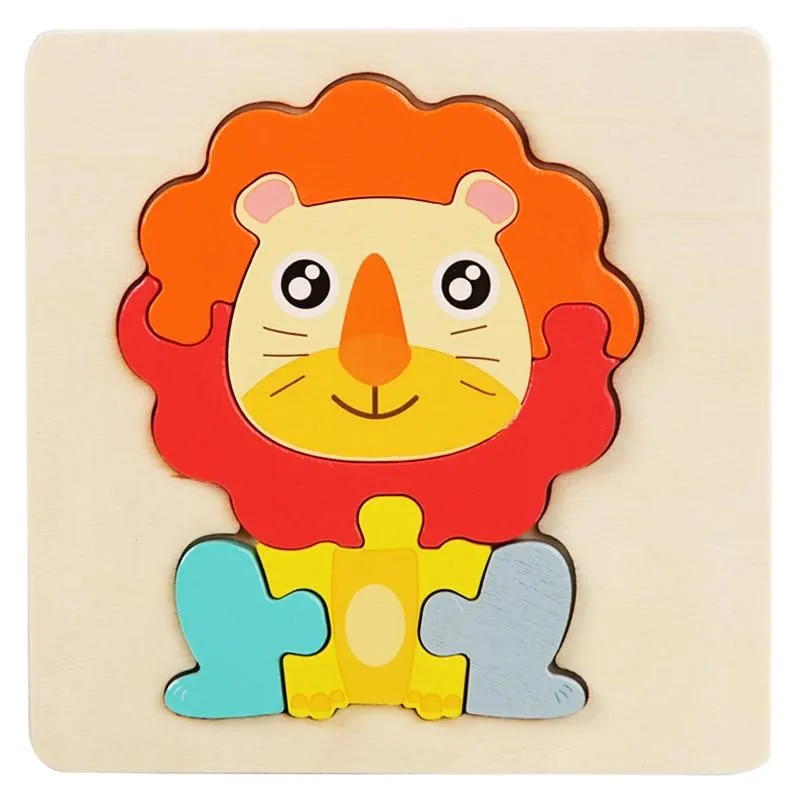 3D Puzzle Wooden Toys for Children Cartoon Animal Vehicle Wood Jigsaw Kids Baby Early Educational Learning Puzzles Wood Toys