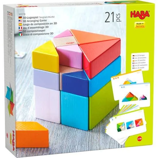 3D Wooden Blocks Cube Tangram Puzzle Game 21 Pieces