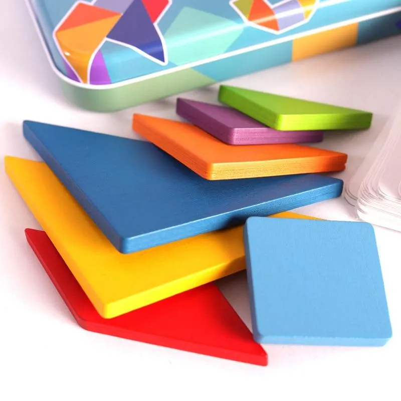 3D Wooden Pattern Animal Jigsaw Puzzle Colorful Tangram Toy Kids Early Education Sorting Games Toys Children Gift