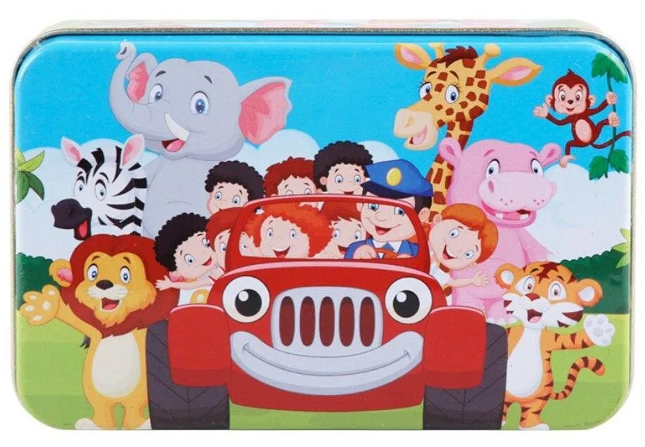 60 Pieces Wooden Puzzles Kids Cartoon Animal Wood Jigsaw Early Educational Learning Toys for Children