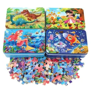 60 Pieces Wooden Puzzles Kids Cartoon Animal Wood Jigsaw Early Educational Learning Toys for Children