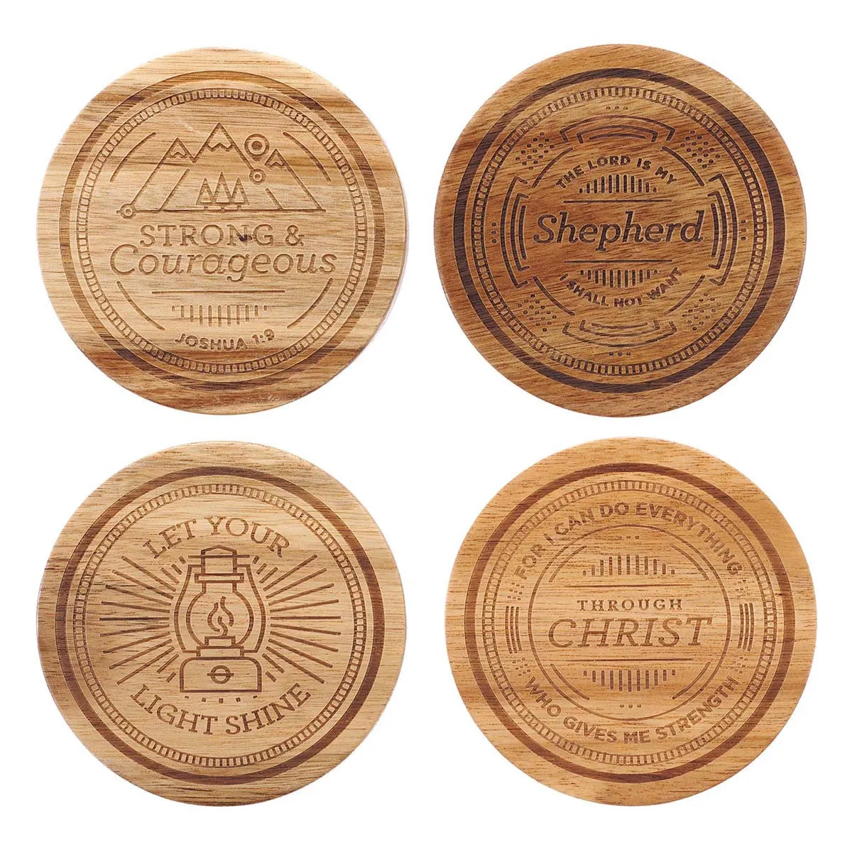 Acacia Assorted 4-Piece Wooden Coaster Set