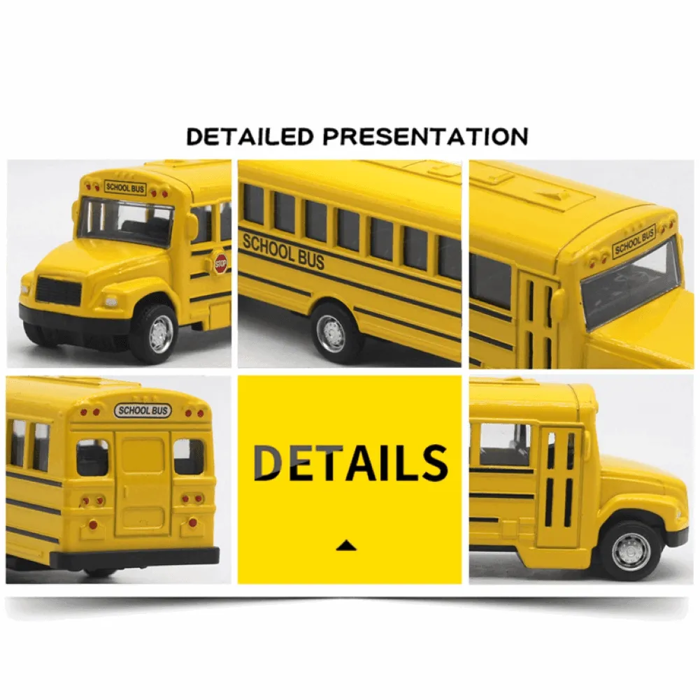 Alloy Inertial School Bus Model Car Model For Gifts Kids Boy Toys