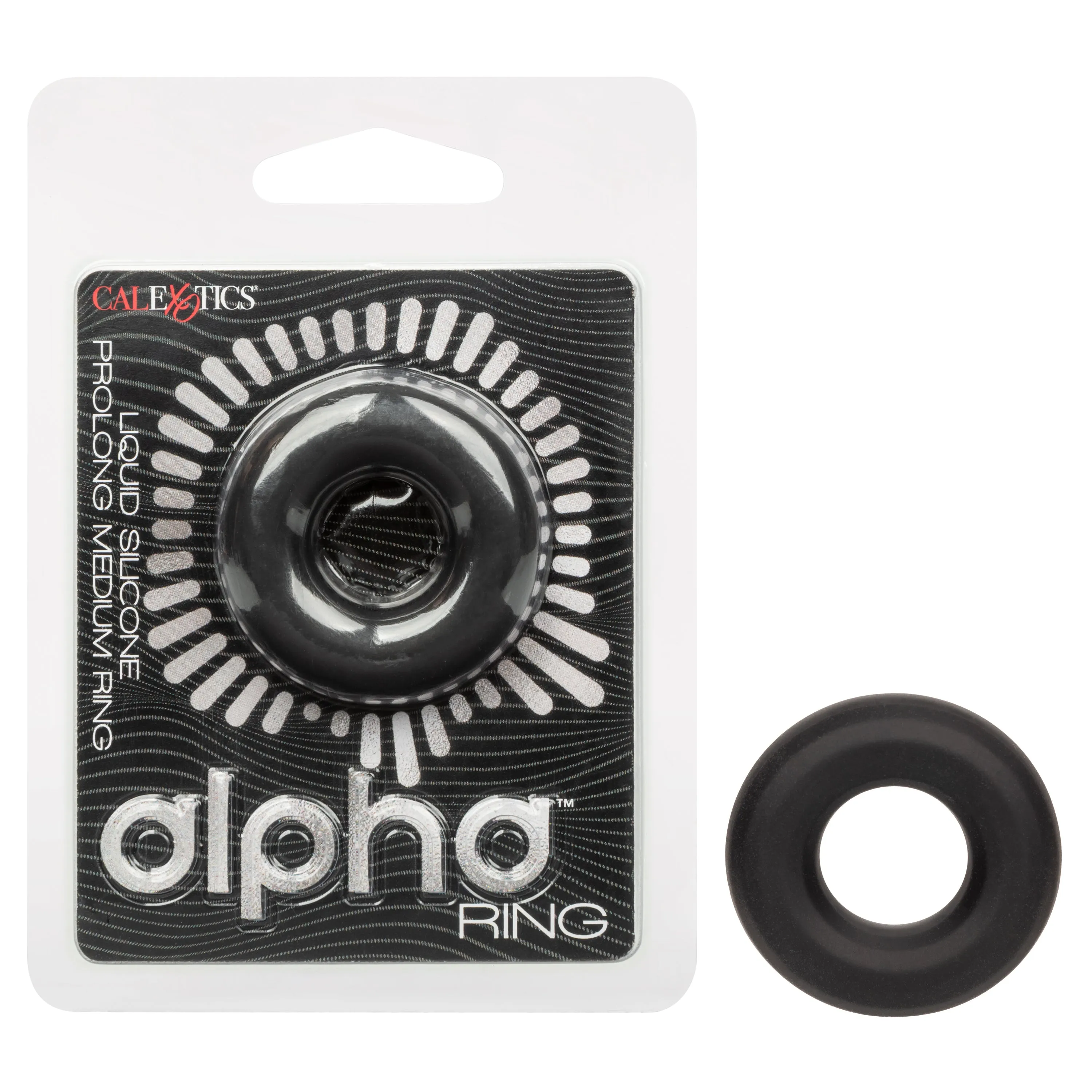 Alpha Liquid Silicone Prolong Medium Ring - Black