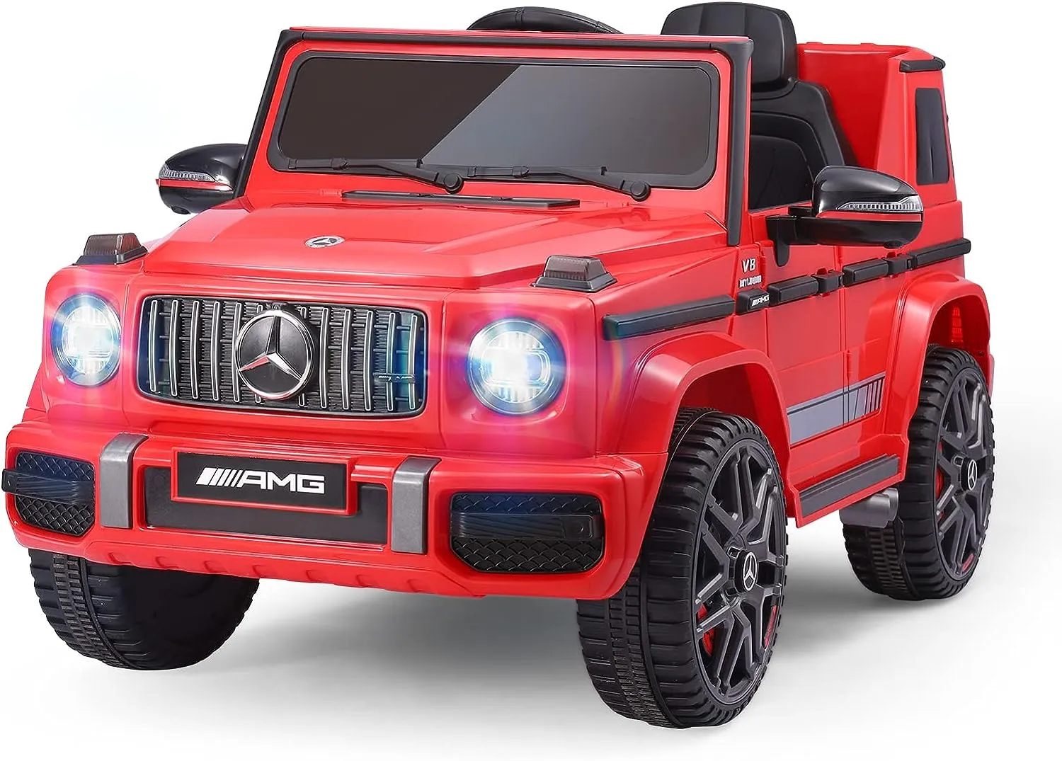 AMG G-Wagon Licensed Kids Ride-On Car with Parent Control, Music Player, Safety Belt, & Suspension System