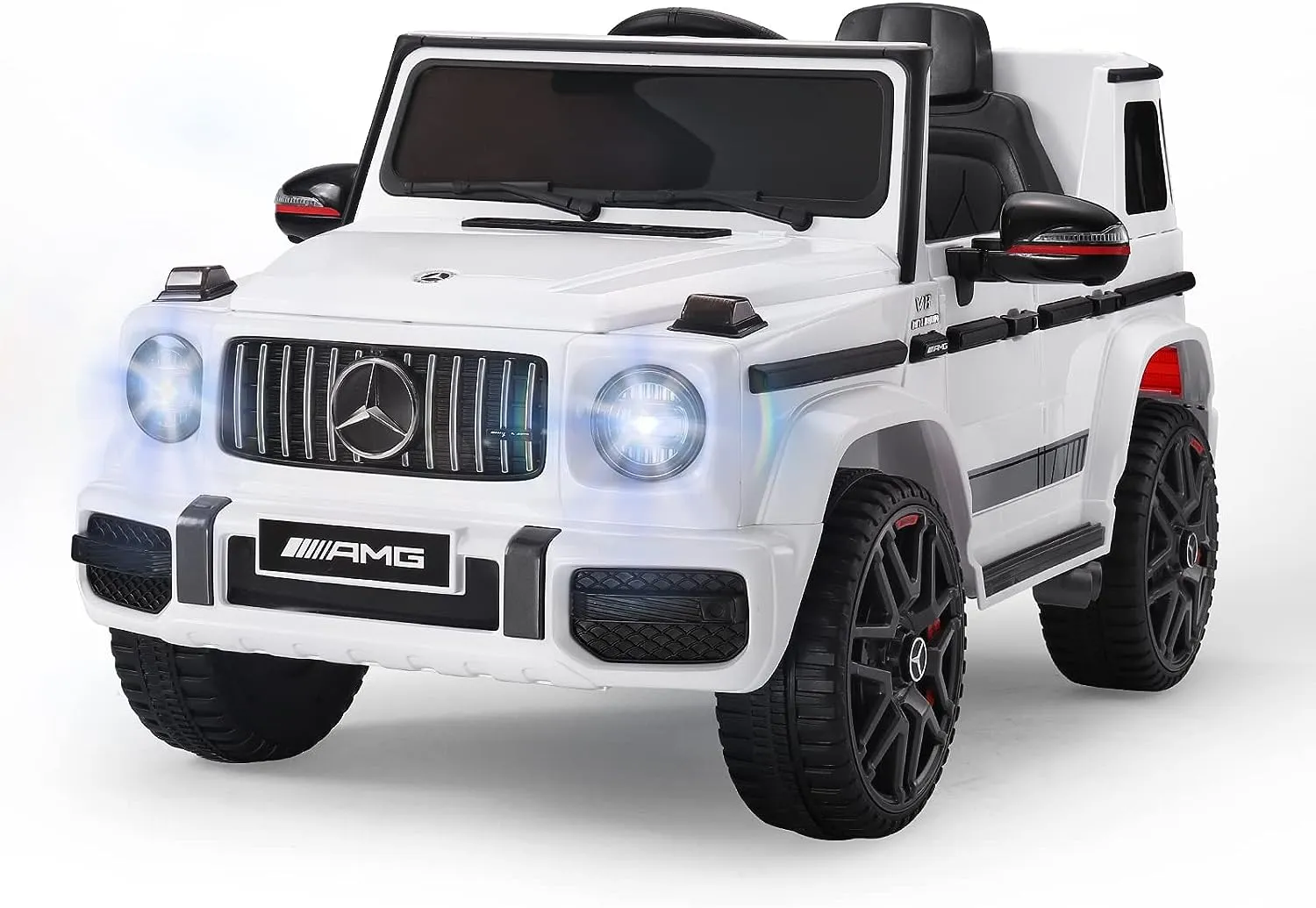 AMG G-Wagon Licensed Kids Ride-On Car with Parent Control, Music Player, Safety Belt, & Suspension System