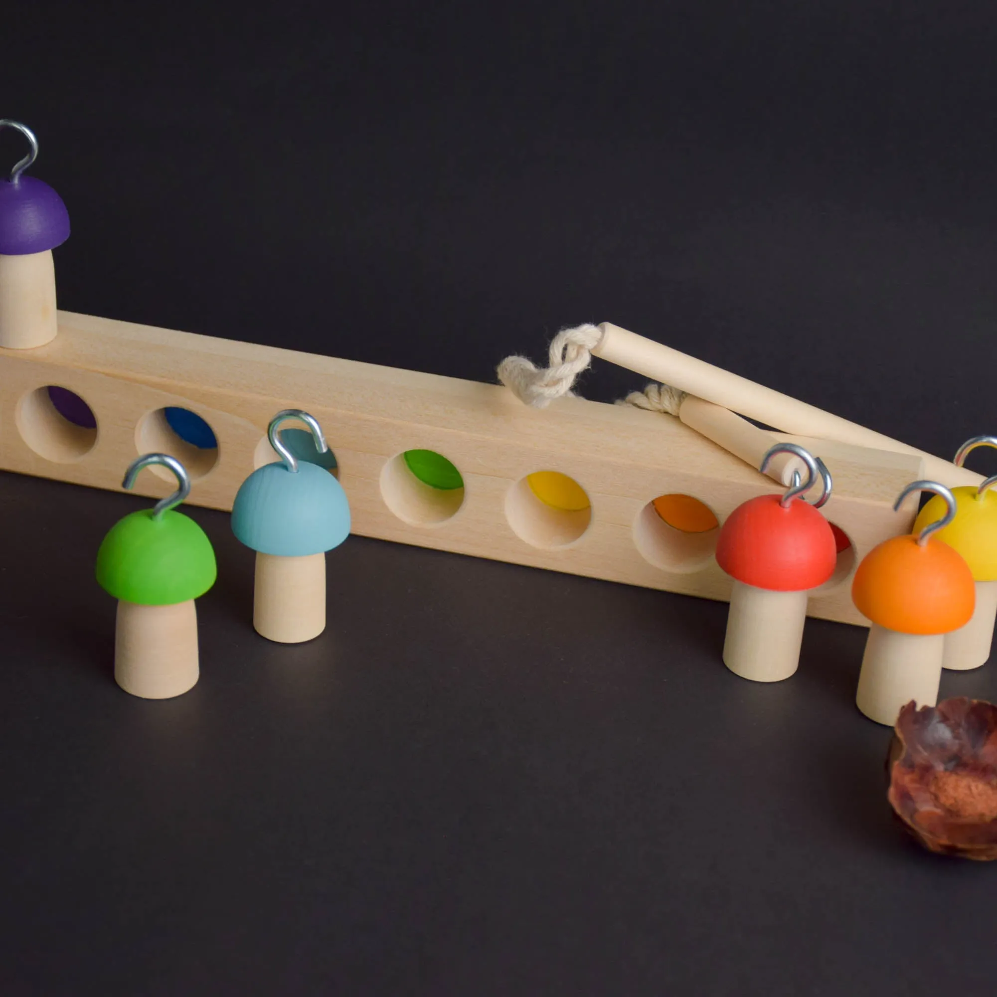 Balancing Game for Kids Mushrooms on Fishing Rod Rainbow