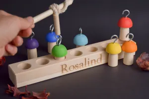 Balancing Game for Kids Mushrooms on Fishing Rod Rainbow